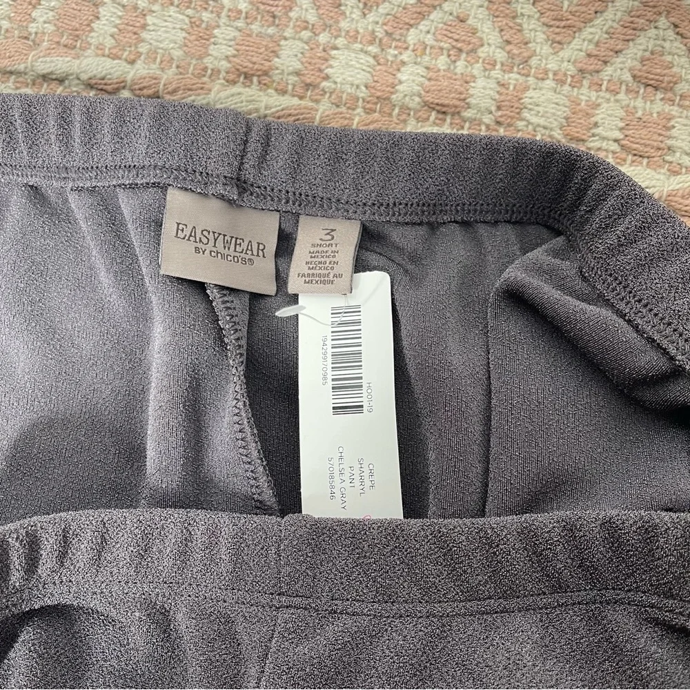 Easywear by Chico's Crepe Sharryl Pull On Pants in Chelsea Gray Size 3